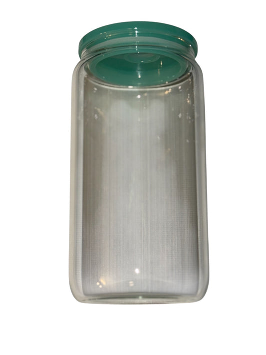 Clear Cups with color lids (glass 16oz)