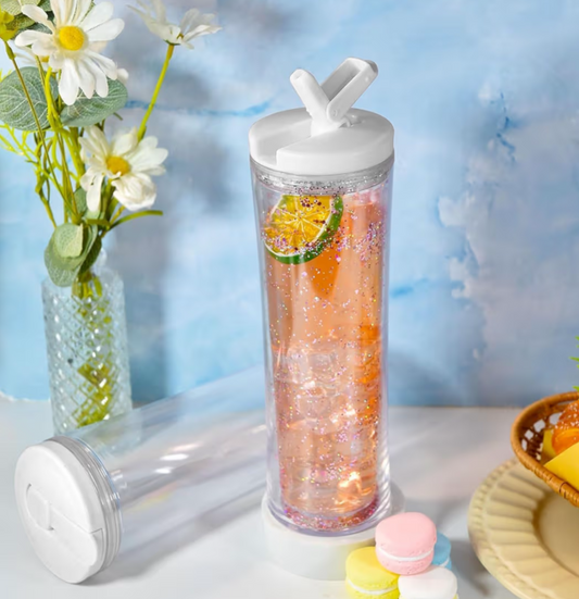 25oz. snow globe with flip straw (no leak)